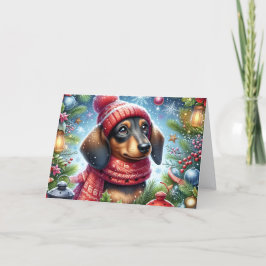 Black and Tan Dachshund Christmas Helgkort