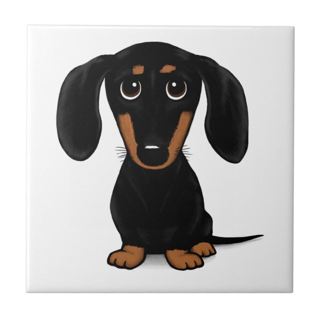 Black and Tan Dachshund Cute Weiner Hund Kakelplatta (Framsidan)