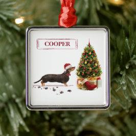 Black and Tan Dachshund Funny God Jul Hund Julgransprydnad Metall
