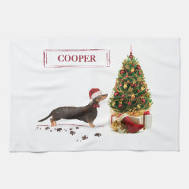 Black and Tan Dachshund Funny God Jul Hund Kökshandduk