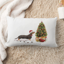 Black and Tan Dachshund Funny God Jul Hund Lumbarkudde