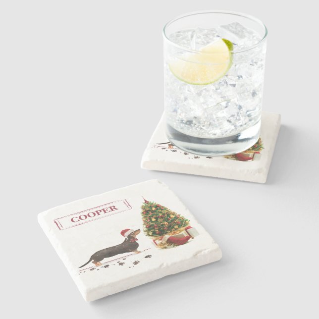 Black and Tan Dachshund Funny God Jul Hund Stenunderlägg (Sidan)