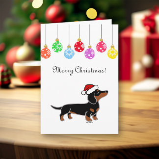 Black and Tan Dachshund jul Posing Helgkort