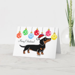 Black and Tan Dachshund jul Posing Helgkort