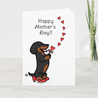 Black and Tan Dachshund Mors dag Hearts Kort