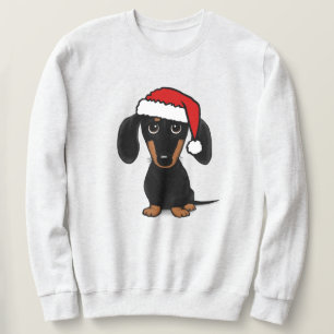 Black and Tan Dachshund Santa Cute Wiener Hund Lång Ärmad Tröja