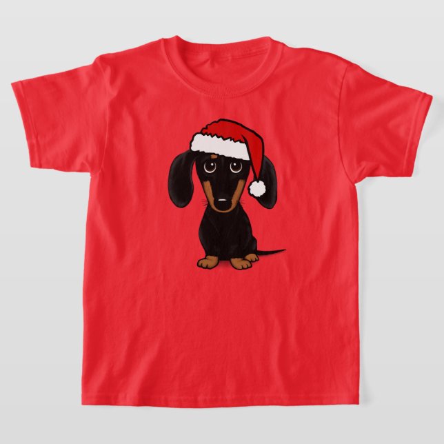 Black and Tan Dachshund Santa Cute Wiener Hund T Shirt (Laydown)