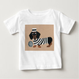  Black and Tan Dachshund Treat Thief Jailbird T Shirt