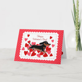 Black and Tan Dachshund Valentine Tecknad Helgkort