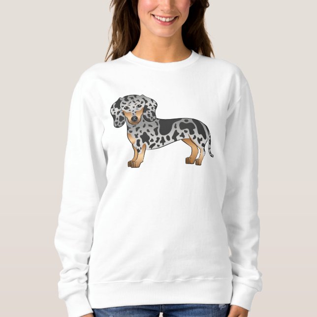 Black and Tan Dapple Kort Hair Dachshund Cute Hund T Shirt (Framsida)
