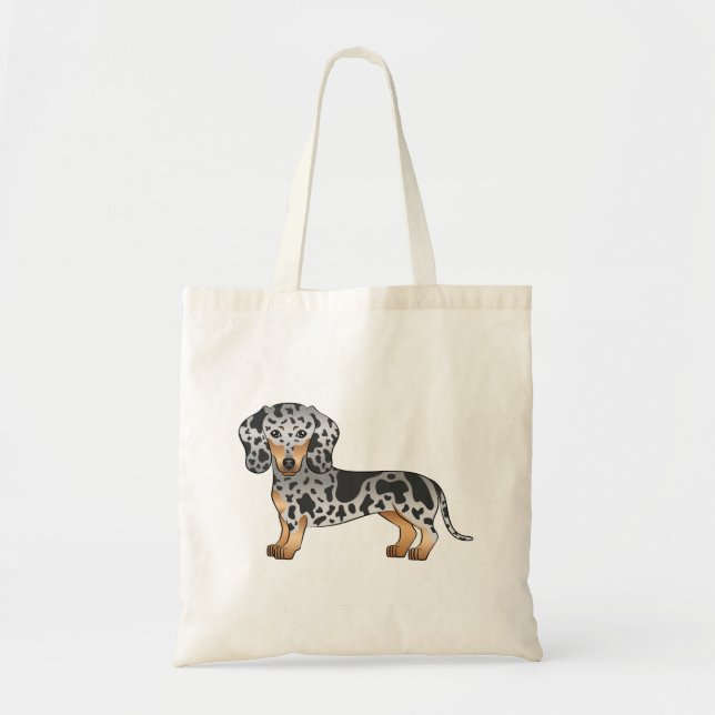 Black and Tan Dapple Kort Hair Dachshund Cute Hund Tygkasse (Framsidan)