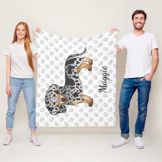 Black and Tan Dapple Kort Hair Dachshund & Namn Fleecefilt (På plats)