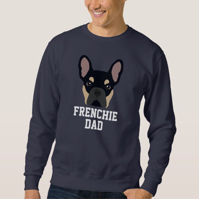 Black and Tan Fransk Bulldog Hund Pappa Lång Ärmad Tröja (Framsida)