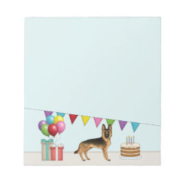 Black and Tan German Shepherd Colorful Birthday Anteckningsblock