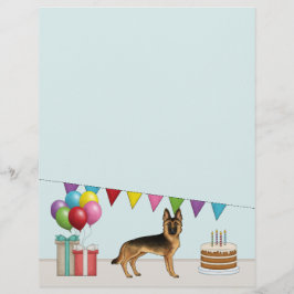 Black and Tan German Shepherd Colorful Birthday Brevhuvud