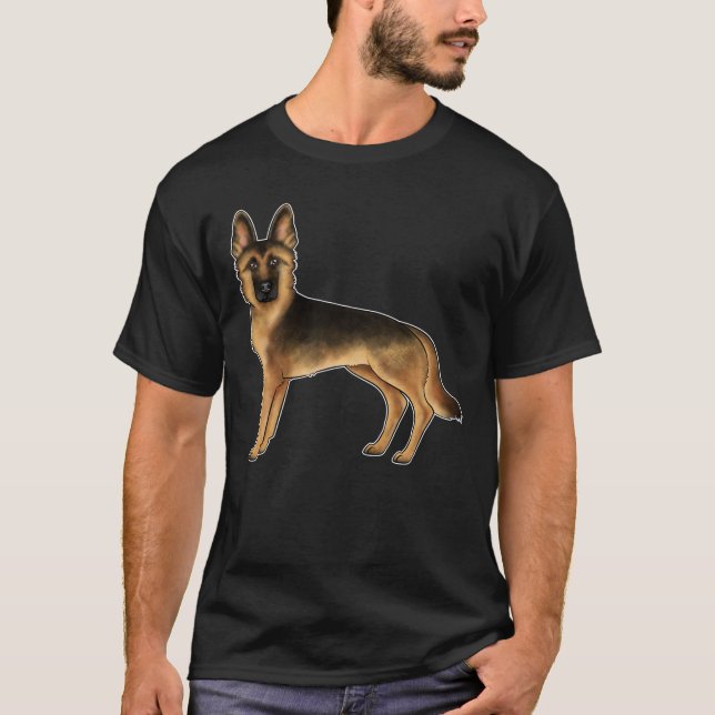Black and Tan German Shepherd Cute GSD Hund Teckni T Shirt (Framsida)