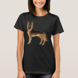 Black and Tan German Shepherd Cute Tecknad hund T Shirt