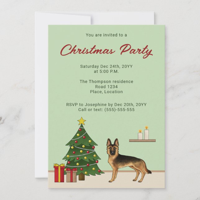 Black and Tan German Shepherd Party Inbjudningar (Framsida)