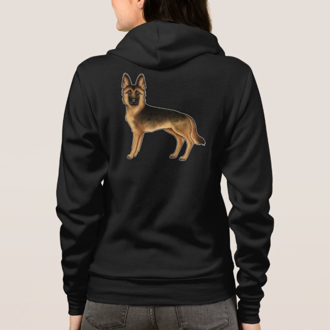 Black and Tan German Shepherd Tecknad GSD Cute Hun T Shirt (Baksida)