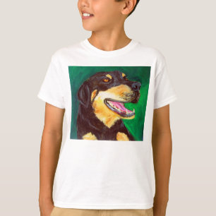 Black and Tan Hund älskare T-Shirt - Red and Grönt