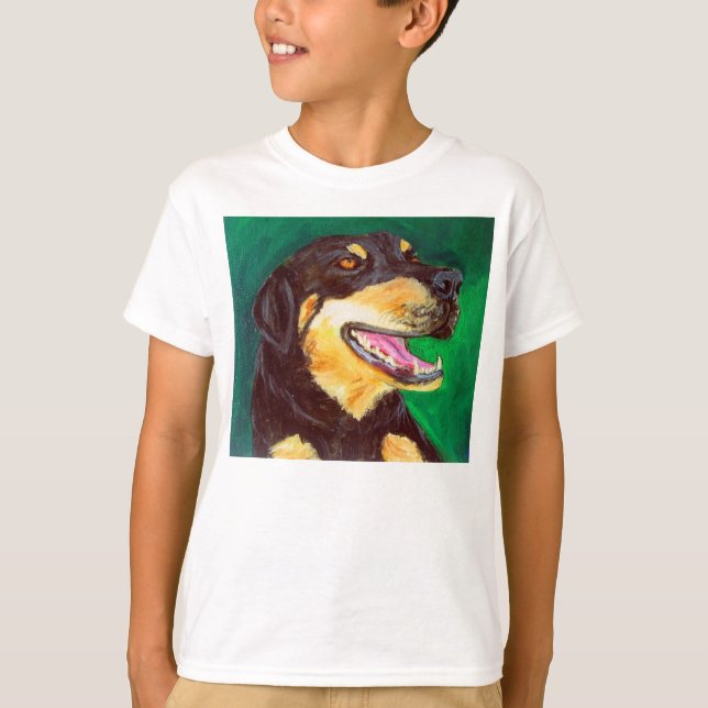 Black and Tan Hund älskare T-Shirt - Red and Grönt (Framsida)