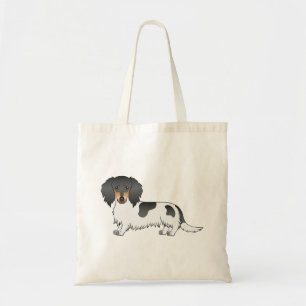 Black and Tan Piebald Long Hair Dachshund Hund Tygkasse
