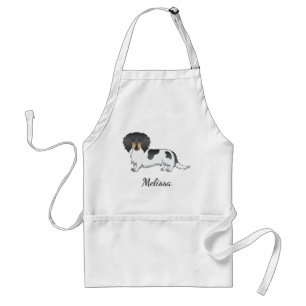 Black and Tan Piebald Long Hair Dachshund & Namn Förkläde