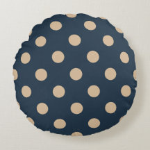 Black and Tan Polka Dot Round Pillow