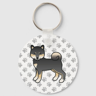 Black and Tan Shiba Inu Tecknad hund & Tass Nyckelring