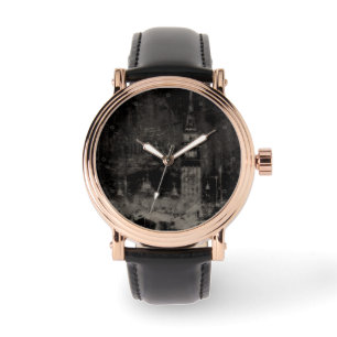Black and Taupe Distress Skyline Venice Italien Armbandsur