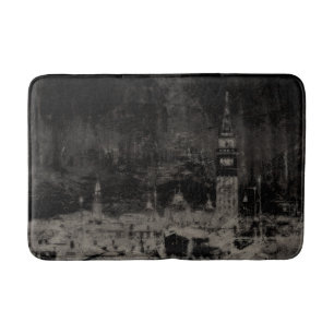 Black and Taupe Distress Skyline Venice Italien Badrumsmatta