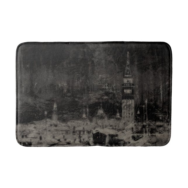 Black and Taupe Distress Skyline Venice Italien Badrumsmatta (Framsidan)