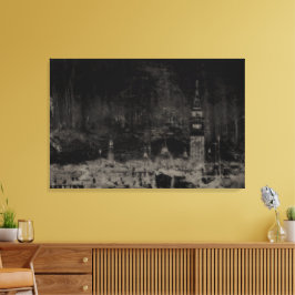 Black and Taupe Distress Skyline Venice Italien Canvastryck