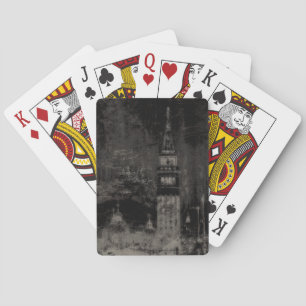 Black and Taupe Distress Skyline Venice Italien Casinokort