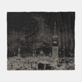 Black and Taupe Distress Skyline Venice Italien Fleecefilt