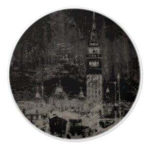 Black and Taupe Distress Skyline Venice Italien Knopp