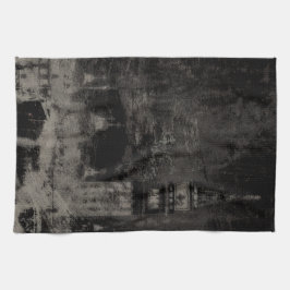 Black and Taupe Distress Skyline Venice Italien Kökshandduk