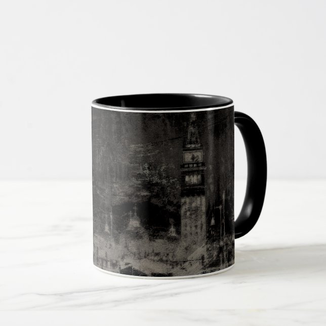 Black and Taupe Distress Skyline Venice Italien Mugg (Framsida höger)
