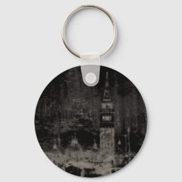 Black and Taupe Distress Skyline Venice Italien Nyckelring