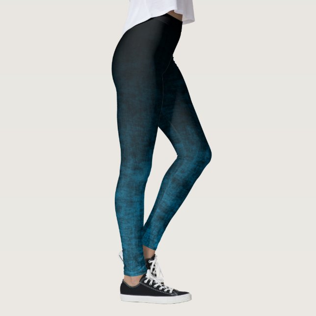 Black and Teal Grunge Ombre Struktur Leggings (Höger)