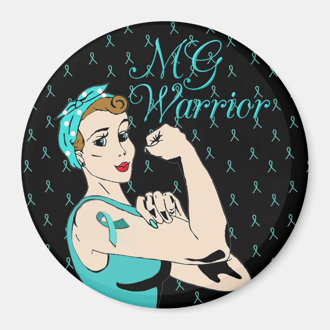 Black and Teal MG Warrior Warrior Magnet (Framsidan)
