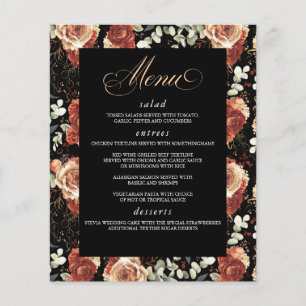 Black and Terracotta Elegant Modern Bröllop Menu Flygblad