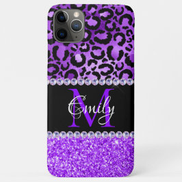 Black and Violet Leopard Spots Glam Monogram