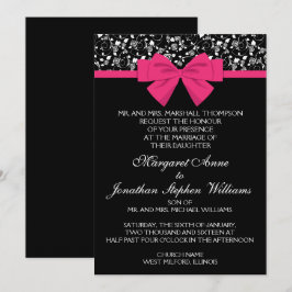 Black and Vit ros Rosa Bow Inbjudningar