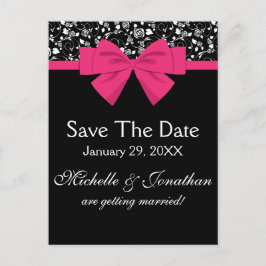 Black and Vit ros Rosa Bow Meddelande Vykort