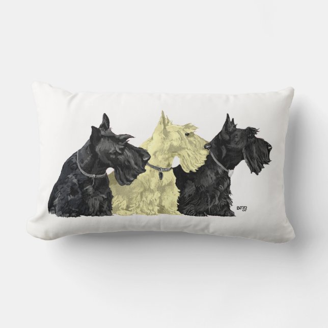 Black and Wheaten Scotties Lumbarkudde (Framsida)