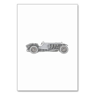 Black and White 1928 Mercedes-Benz SSK Teckning Bordsnummer
