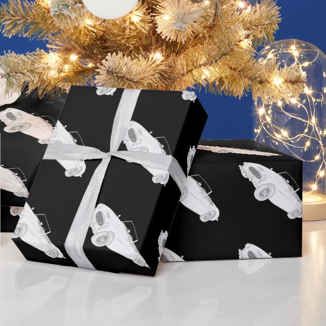 Black and White 1960 Austin-Healey Rendering Presentpapper (Helgdagar)