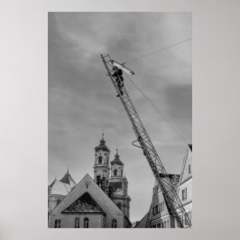 Black and White 1968 European Light Worker Poster