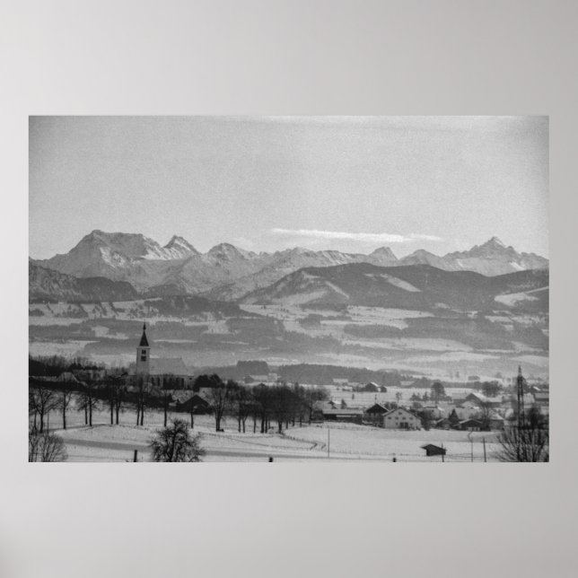 Black and White 1968 German Winter Town Bavaria Poster (Framsidan)